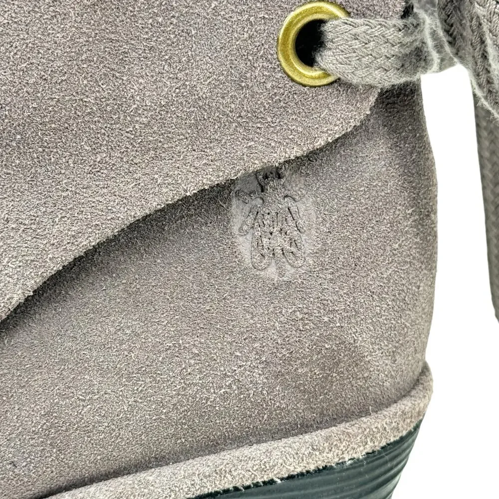 Fly London Yama Wedge Boots Women's SZ 38 Gray Suede Slouchy Lagenlook Comfort